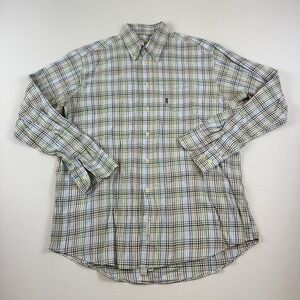 Barbour Shirt Men Medium Field Tattersall Button Down Plaid Pocket Logo‎